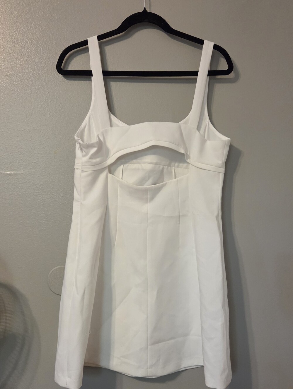 ZARA Women's White A-line Preppy Square Neck Mini Dress Sz L Wedding Bridal - Picture 5 of 8